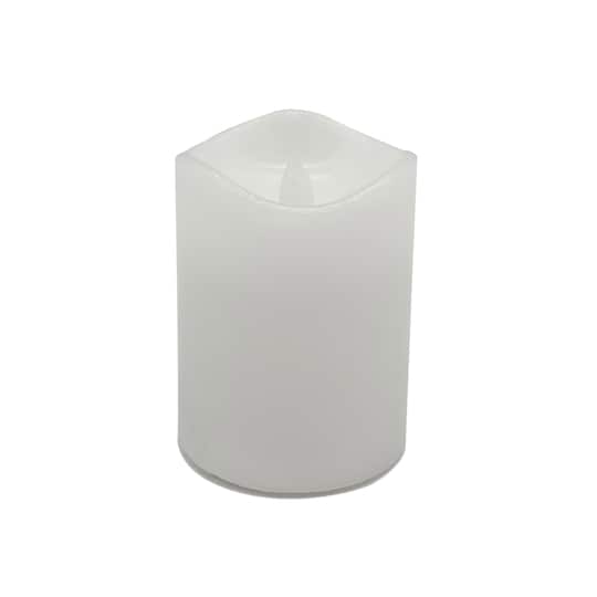 12 Pack: 3" x 4" White Glowing Flame LED Wax Pillar Candle by Ashland®